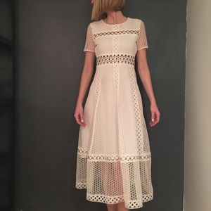 Maje white crochet dress with silver grommets